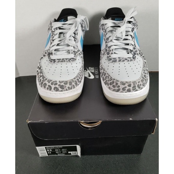 Nike Other - Nike Air Force 1 Low Leopard Print Blue Swoosh DJ6192 001 Mens 9.5